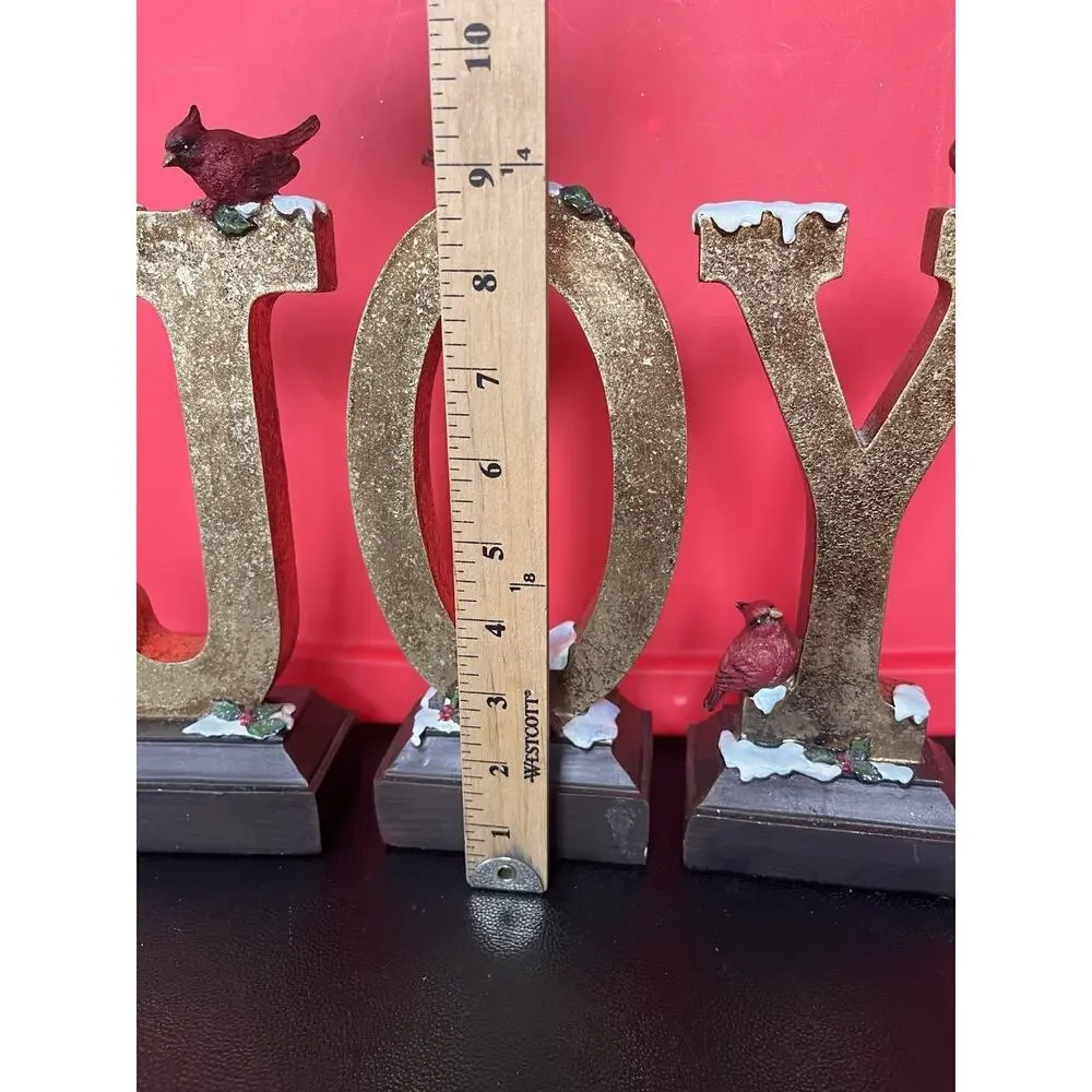 “JOY” Resin Christmas Decor With Cardinals